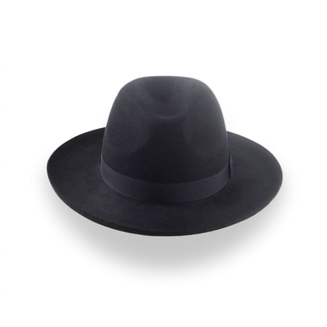 All Black Pencil Rolled Brim Fedora Hat for Men | The Rocco