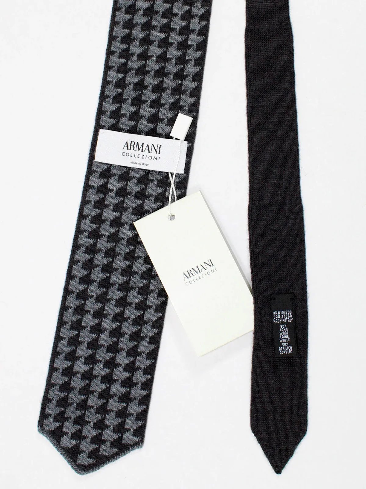 Armani Wool Tie Gray Houndstooth - FINAL SALE