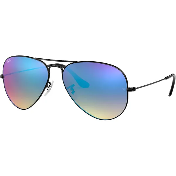 Aviator - Shiny Black Mirror/Blue Gradient Flash