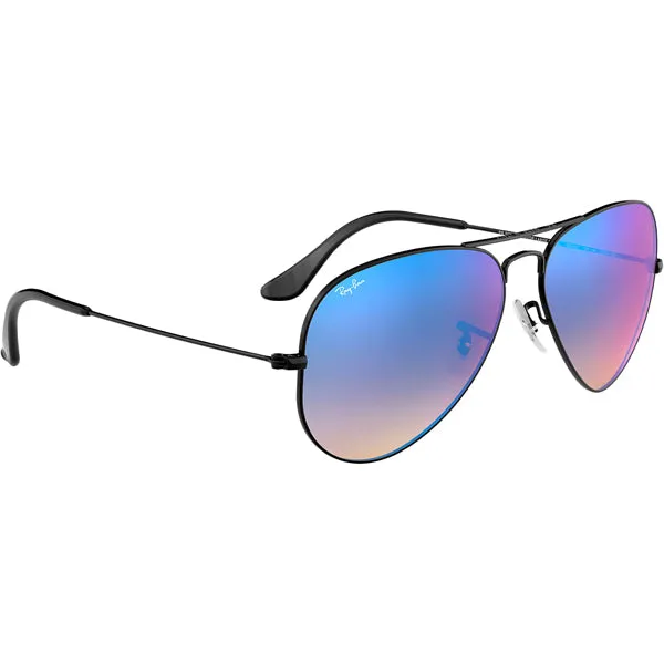 Aviator - Shiny Black Mirror/Blue Gradient Flash