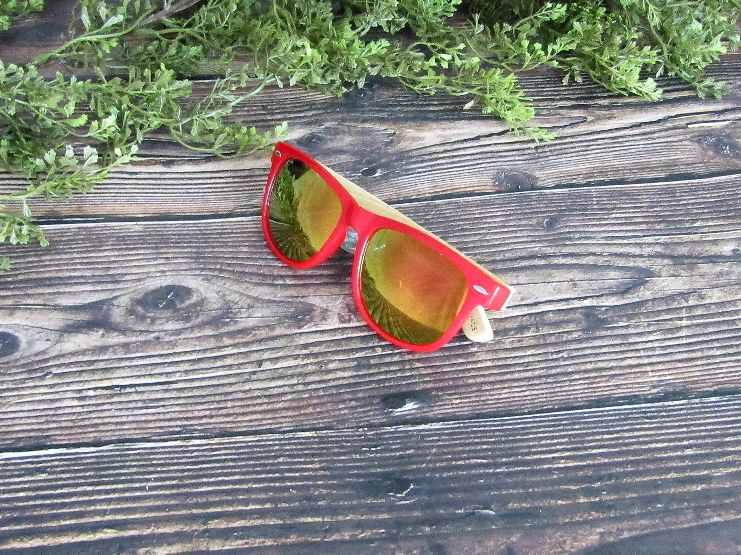 Bamboo Wood Sunglasses for Men and Women, Unisex Colored Wooden Sunglasses