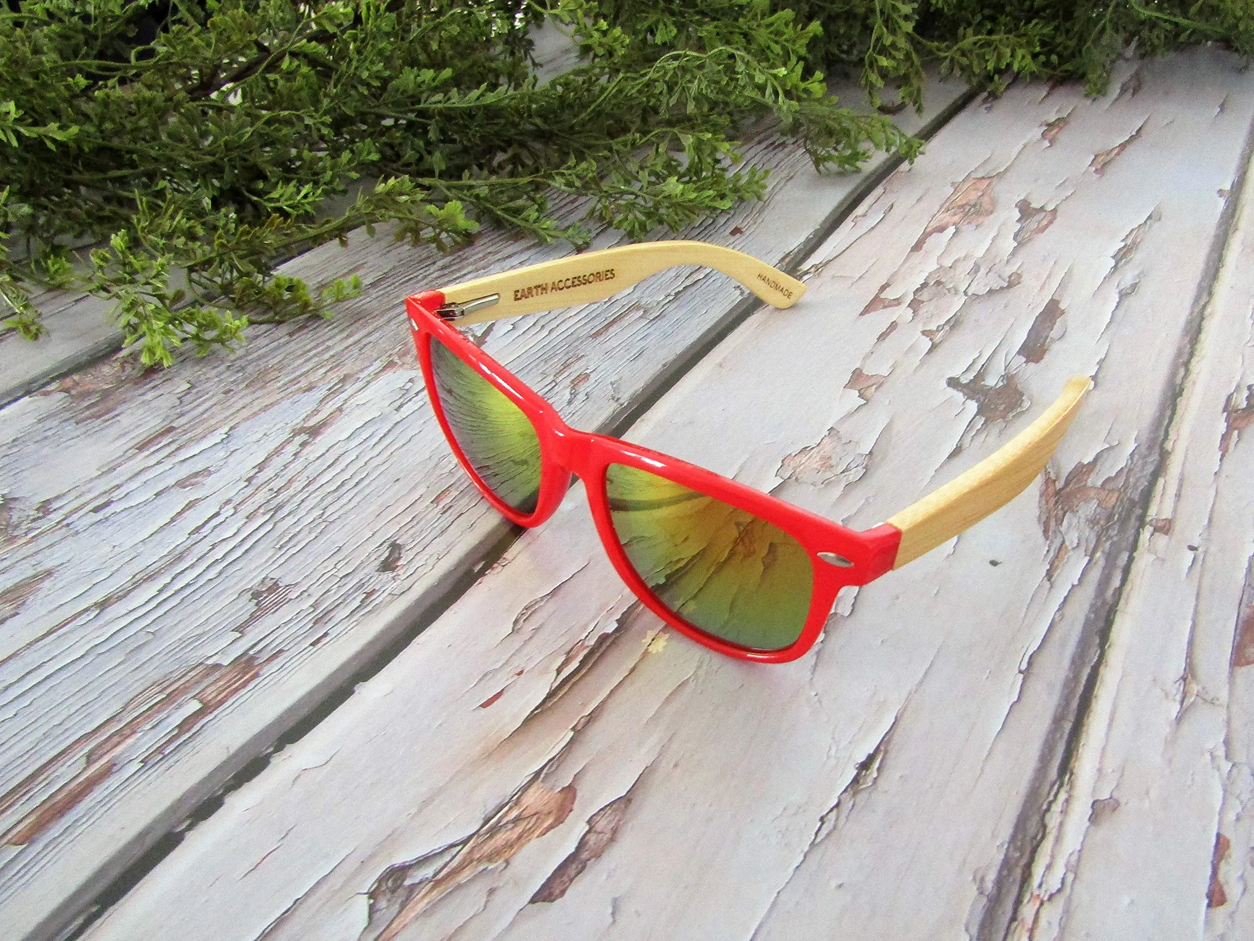 Bamboo Wood Sunglasses for Men and Women, Unisex Colored Wooden Sunglasses