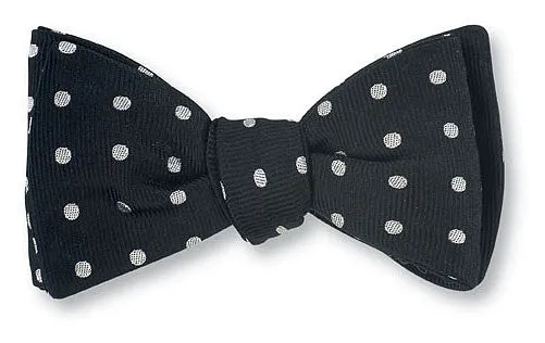 Black/ Silver Vero Polka Dots Bow Tie - B2013