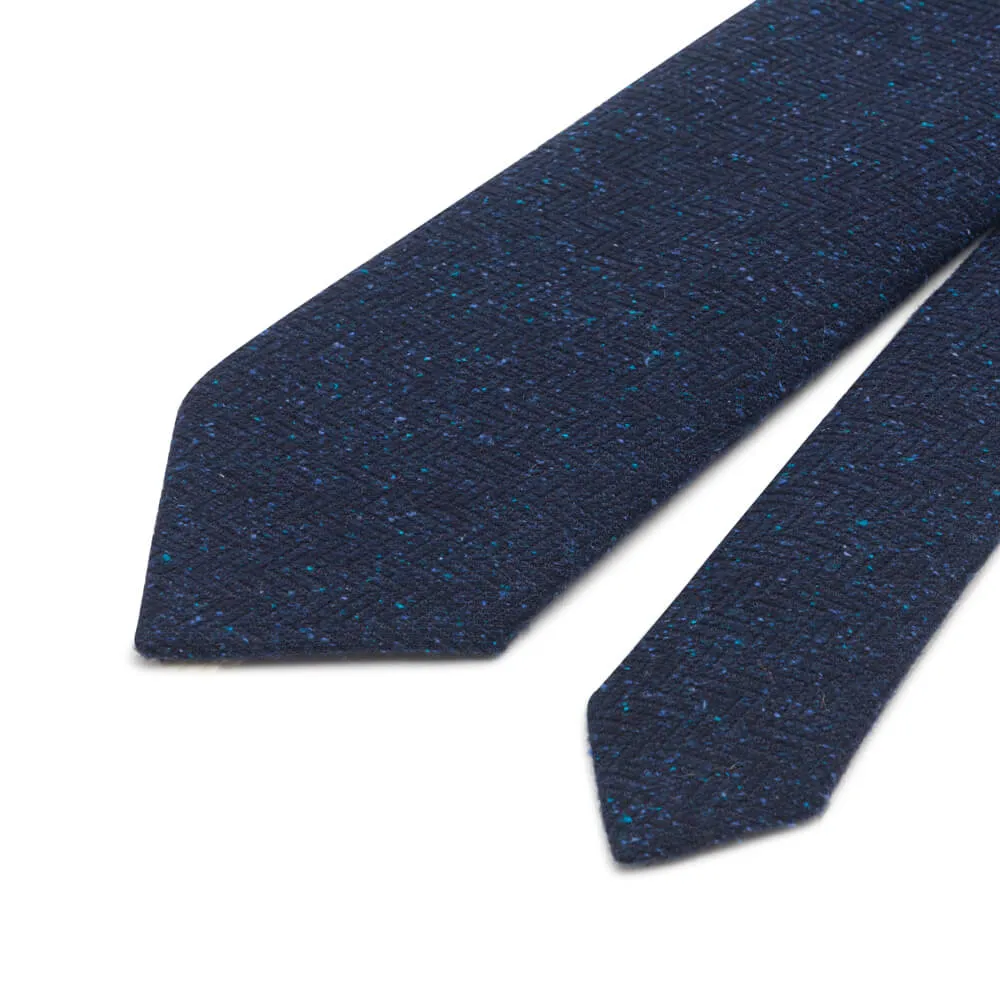 Blue Heritage Weave Cotton Silk Wool Tie