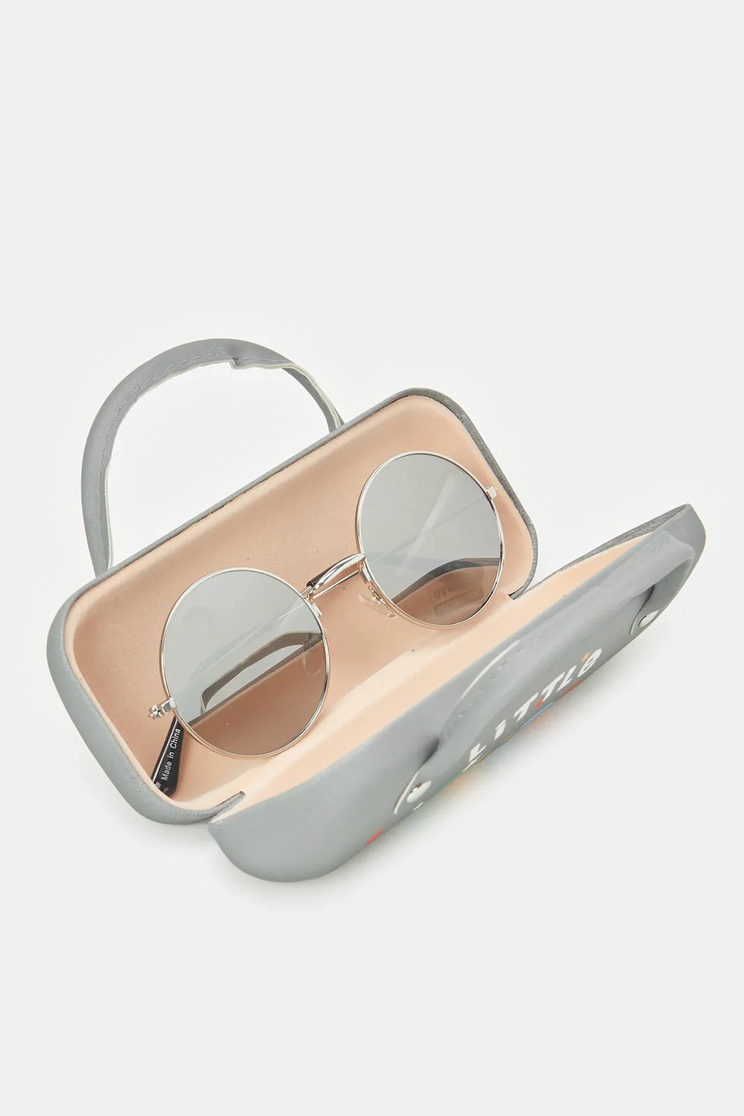 Boys Silver Wayfarer Sunglasses With Printed Case