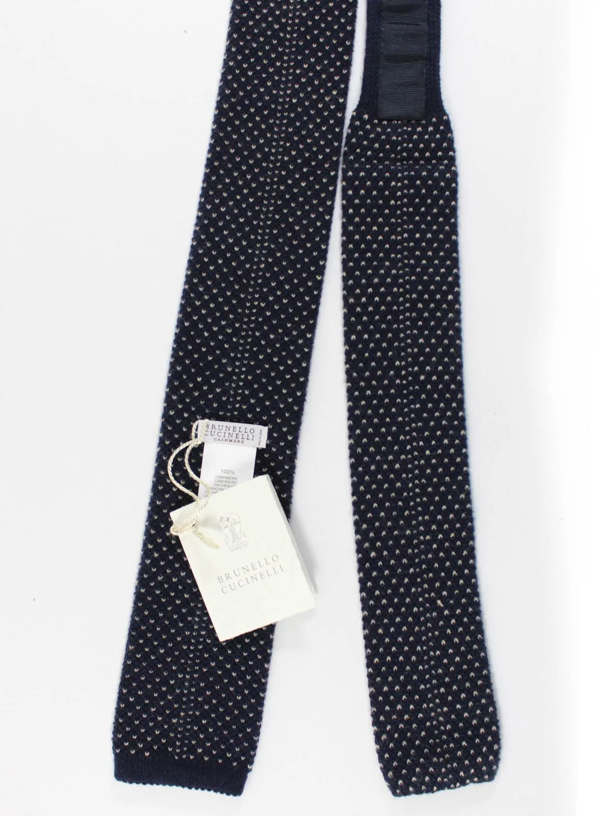 Brunello Cucinelli Square End Knitted Tie Dark Blue - Cashmere SALE