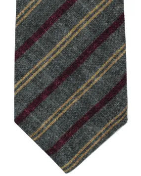 Brunello Cucinelli Wool Tie Gray Maroon Stripes Design