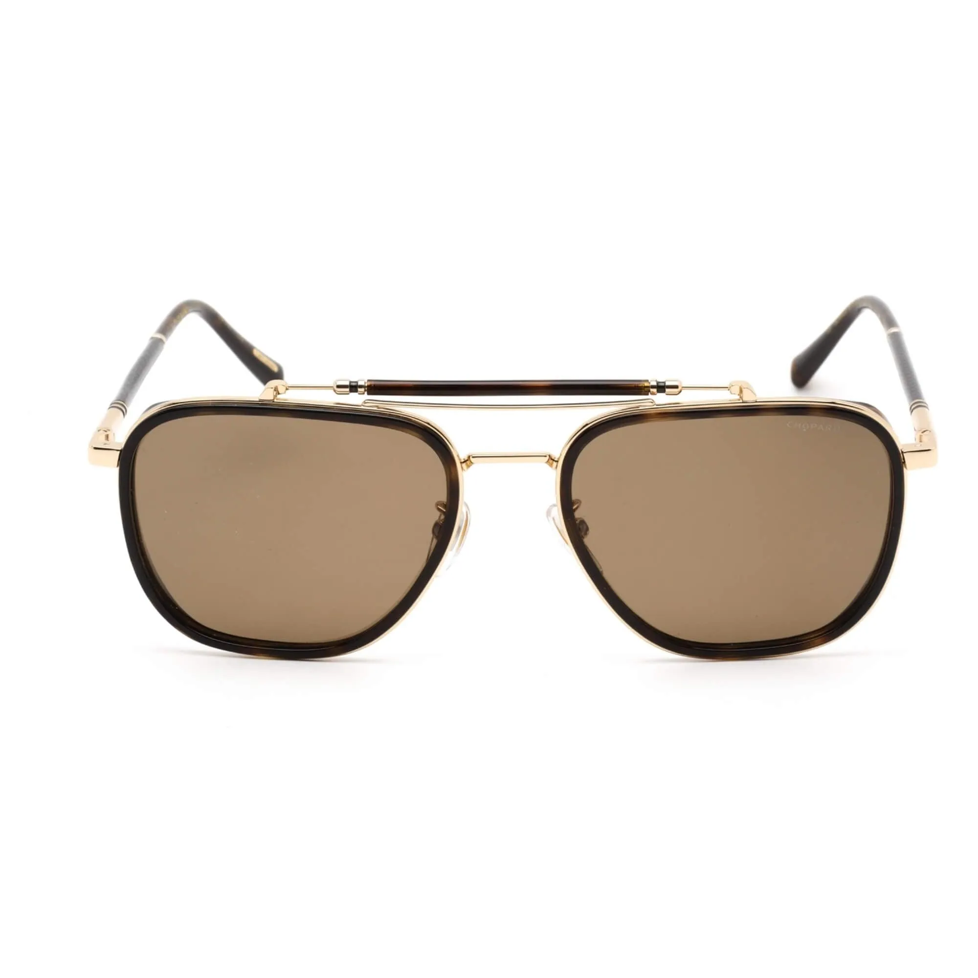 Chopard Men's Sunglasses - Shiny Dark Havana/Gold Aviator Shaped Frame SCHF25 722P