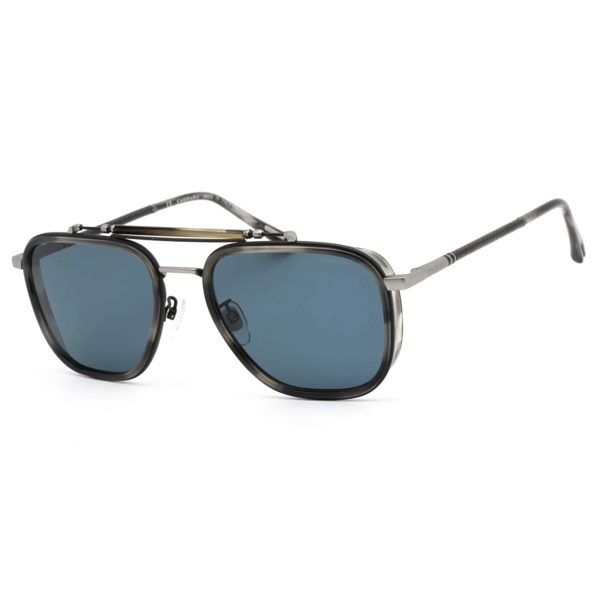 Chopard Men's Sunglasses - Shiny Striped Grey Havana and Silver Frame SCHF25 3AMP