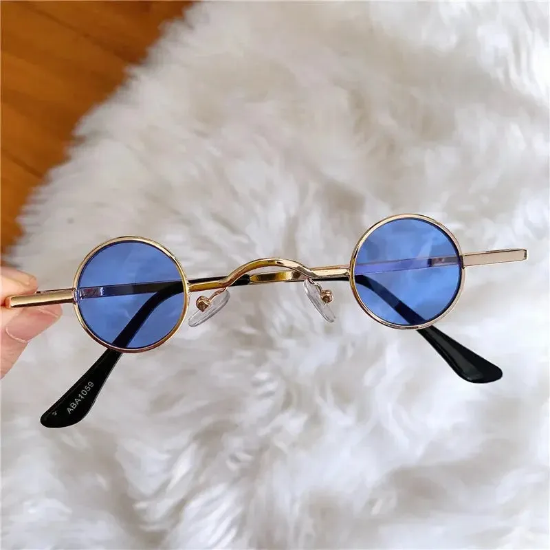 Classic Small Round Sunglasses Man Sunglasses Vintage Rock Punk Black Metal Steampunk Sun Glasses Women Mini Hip Hop Sunglasses