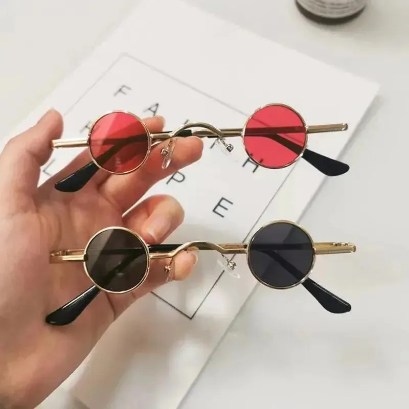 Classic Small Round Sunglasses Man Sunglasses Vintage Rock Punk Black Metal Steampunk Sun Glasses Women Mini Hip Hop Sunglasses