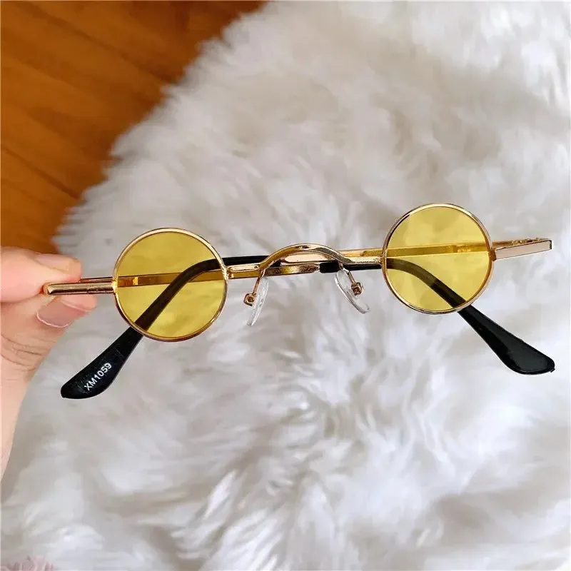 Classic Small Round Sunglasses Man Sunglasses Vintage Rock Punk Black Metal Steampunk Sun Glasses Women Mini Hip Hop Sunglasses