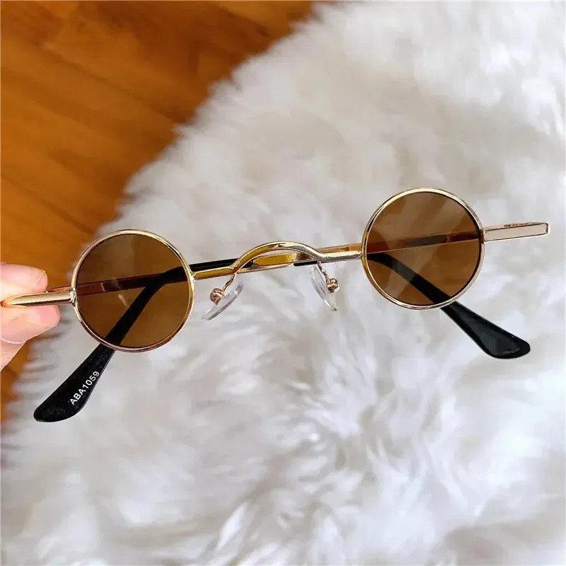 Classic Small Round Sunglasses Man Sunglasses Vintage Rock Punk Black Metal Steampunk Sun Glasses Women Mini Hip Hop Sunglasses