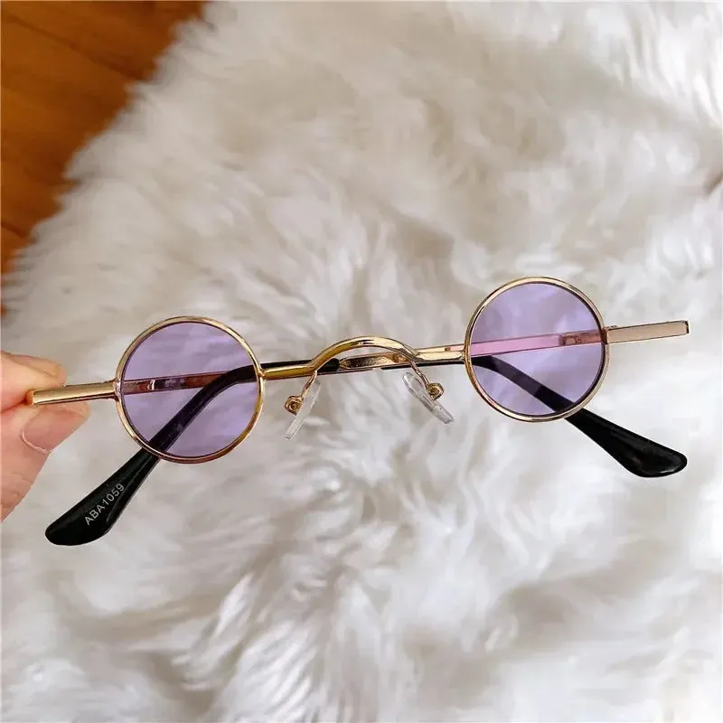 Classic Small Round Sunglasses Man Sunglasses Vintage Rock Punk Black Metal Steampunk Sun Glasses Women Mini Hip Hop Sunglasses