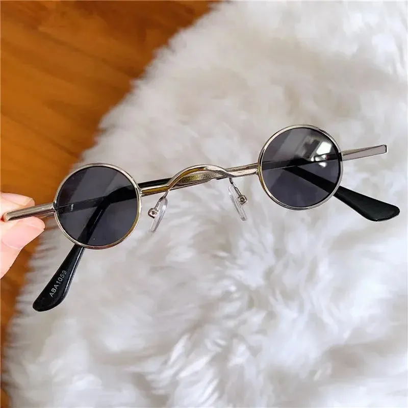 Classic Small Round Sunglasses Man Sunglasses Vintage Rock Punk Black Metal Steampunk Sun Glasses Women Mini Hip Hop Sunglasses