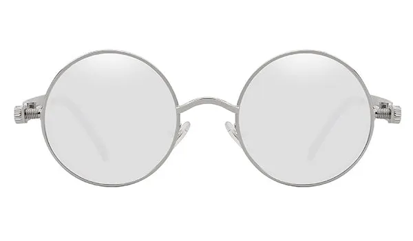 Classy Men Silver Round Vintage Sunglasses