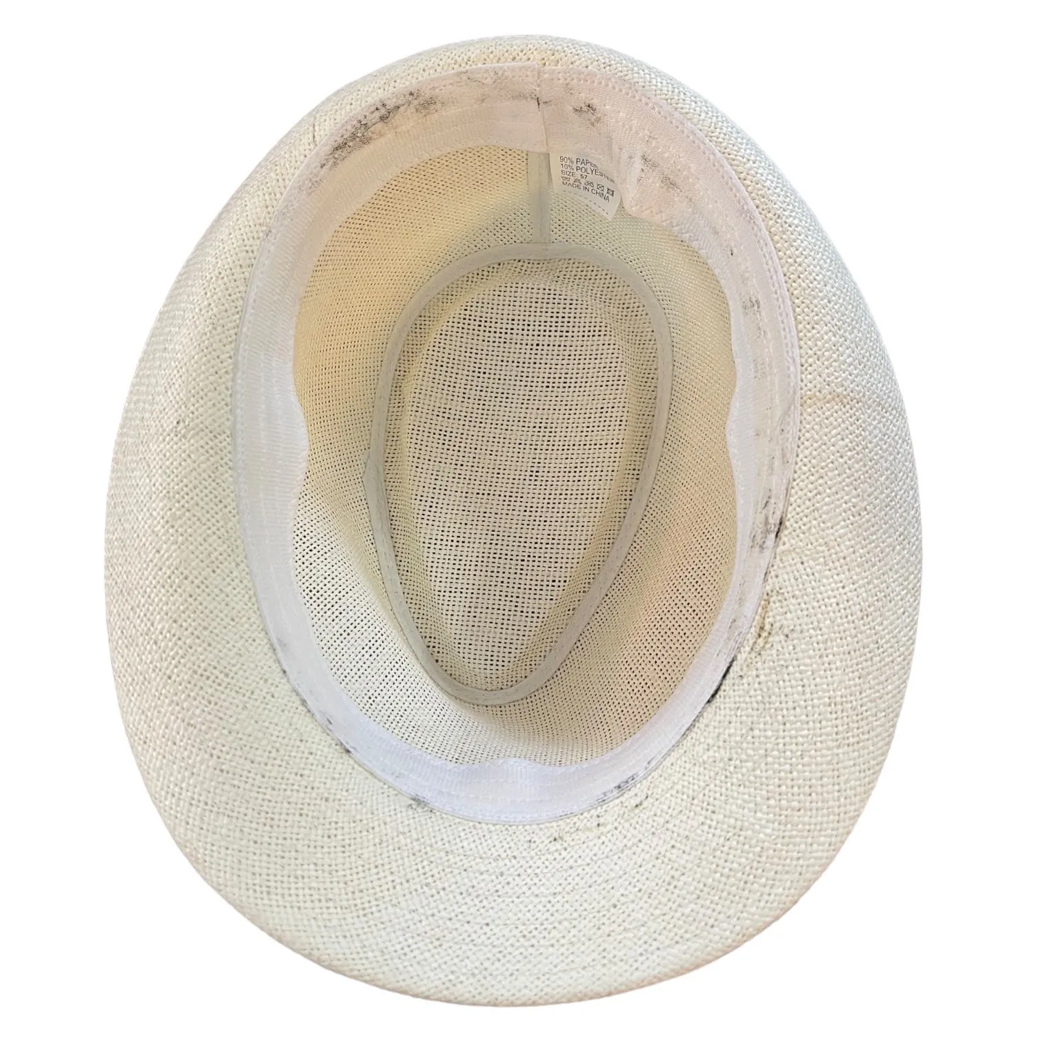 Cream Fedora With Brown Belt Decor Size 57