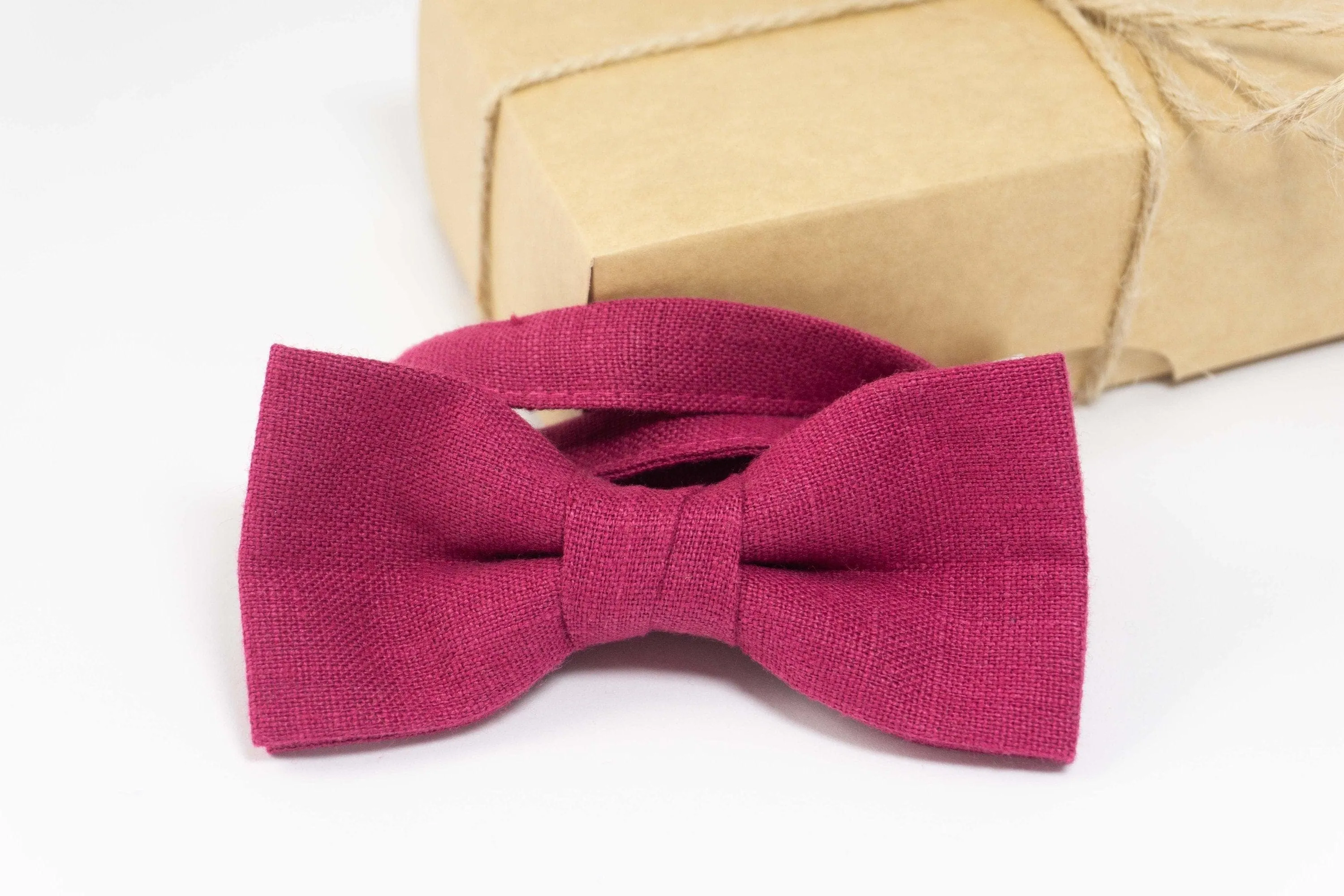 Cyclamen color linen bow tie | wedding bow ties