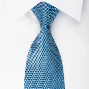 Daks Rhinestone Silk Necktie Dots On Blue With Silver Sparkles