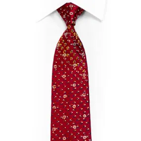 Daks Rhinestone Silk Tie Geometric On Burgundy With Sparkles