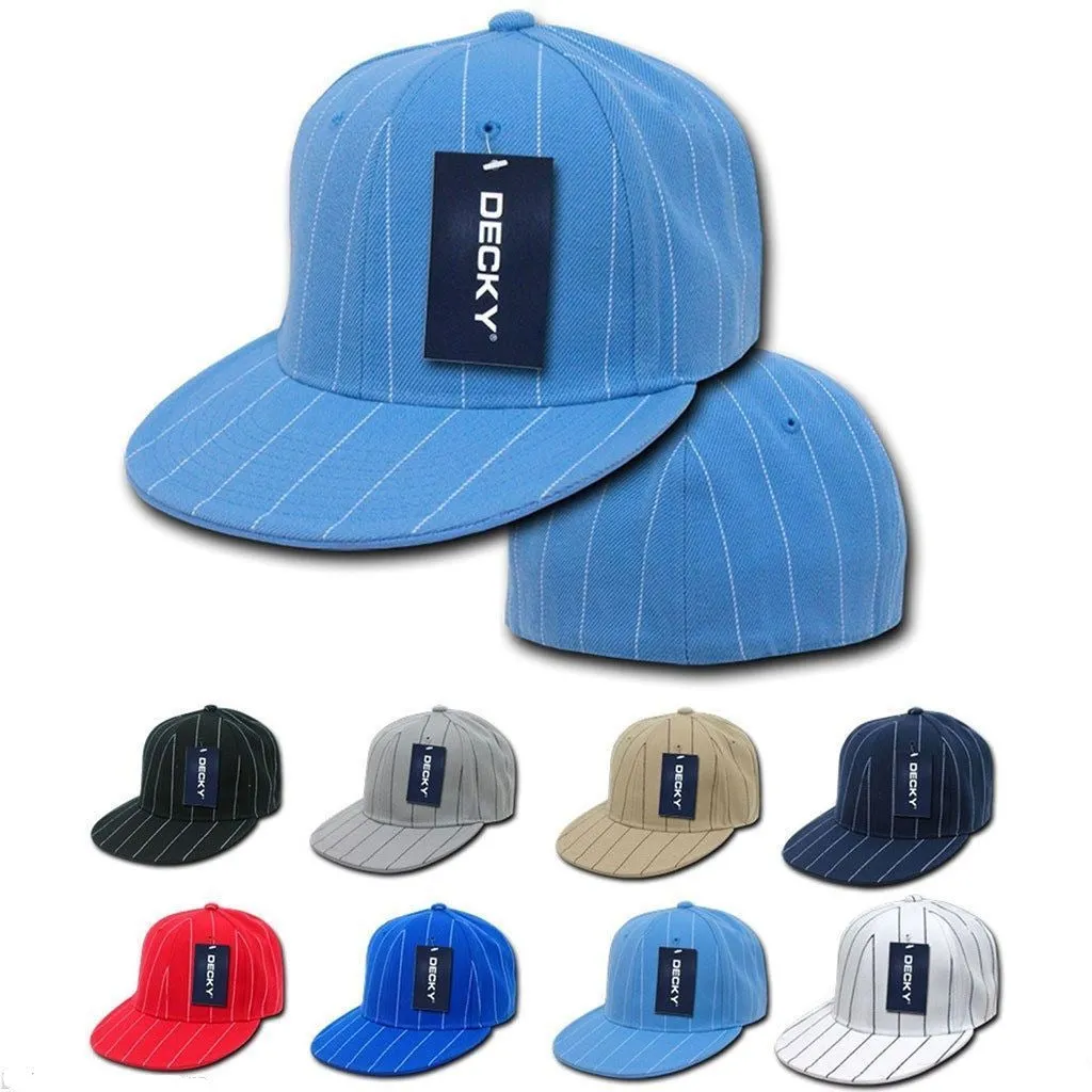 Decky Pin Striped Pinstriped Fitted Flat Bill Baseball Hats Caps