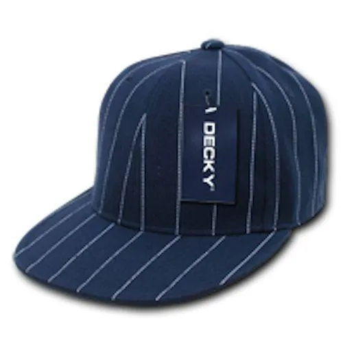 Decky Pin Striped Pinstriped Fitted Flat Bill Baseball Hats Caps