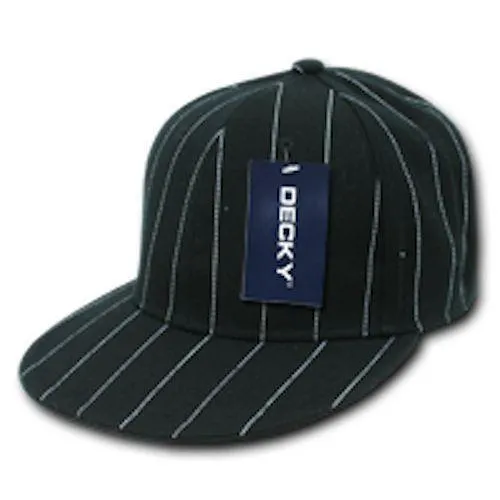 Decky Pin Striped Pinstriped Fitted Flat Bill Baseball Hats Caps