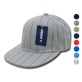 Decky Pin Striped Pinstriped Fitted Flat Bill Baseball Hats Caps