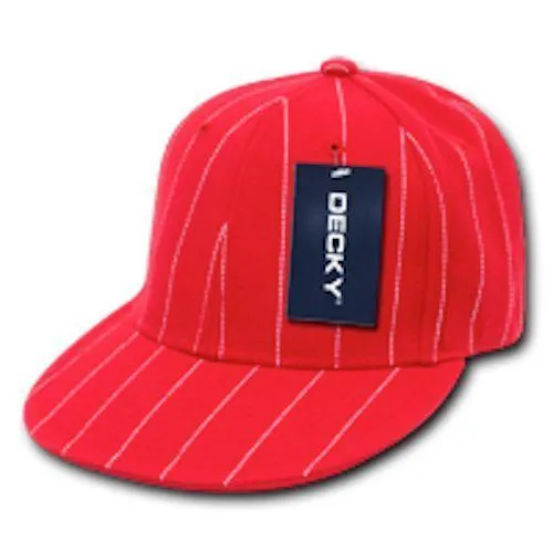 Decky Pin Striped Pinstriped Fitted Flat Bill Baseball Hats Caps