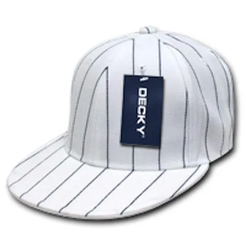 Decky Pin Striped Pinstriped Fitted Flat Bill Baseball Hats Caps