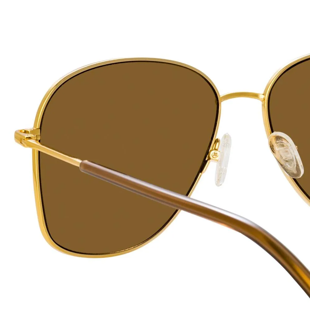 Dries Van Noten 199 Aviator Sunglasses in Yellow Gold Tone