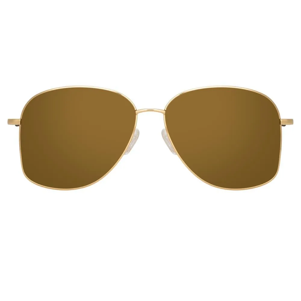 Dries Van Noten 199 Aviator Sunglasses in Yellow Gold Tone