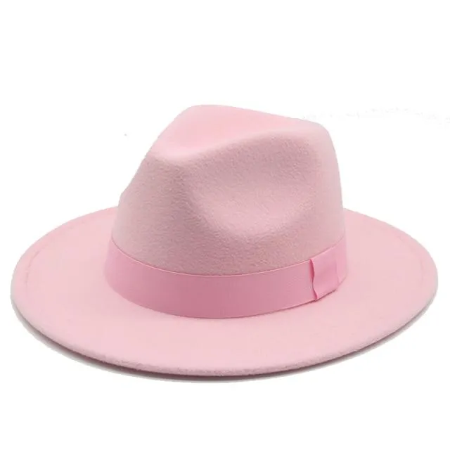 Fedora Hat Women Winter Hats for Women Ribbon Band Hat Wide Brim