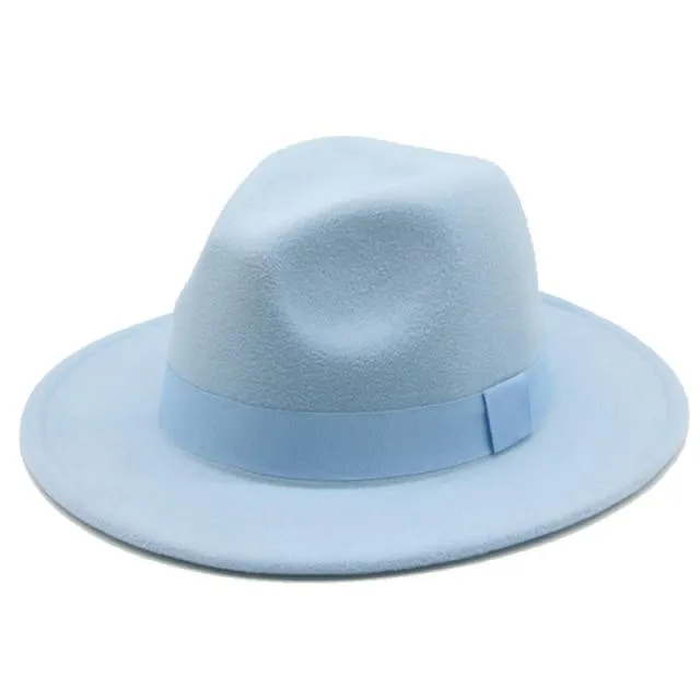 Fedora Hat Women Winter Hats for Women Ribbon Band Hat Wide Brim