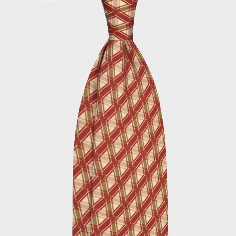 F.Marino Wool Tie 3 Fold 3D Rhombus Vintage Style 60s Raspberry