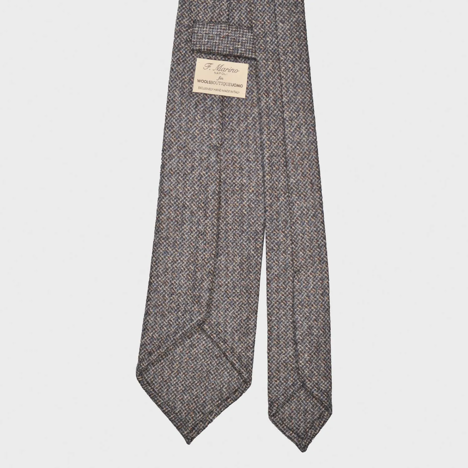 F.Marino Wool Tie 3 Folds Canvas Greige