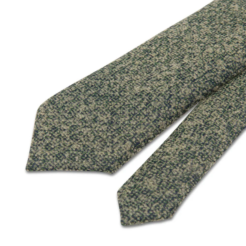 Green and Cream Classic Motif Virgin Wool Tie