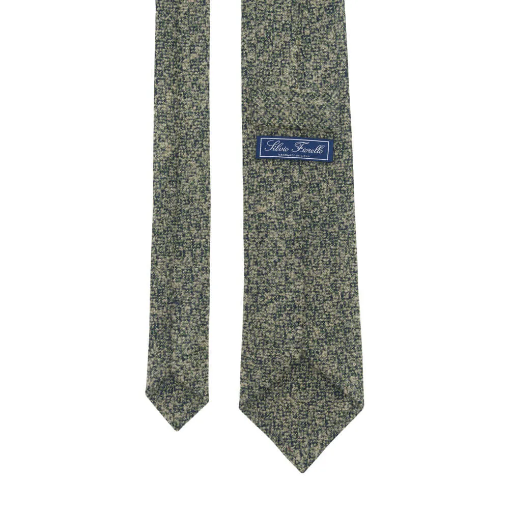 Green and Cream Classic Motif Virgin Wool Tie