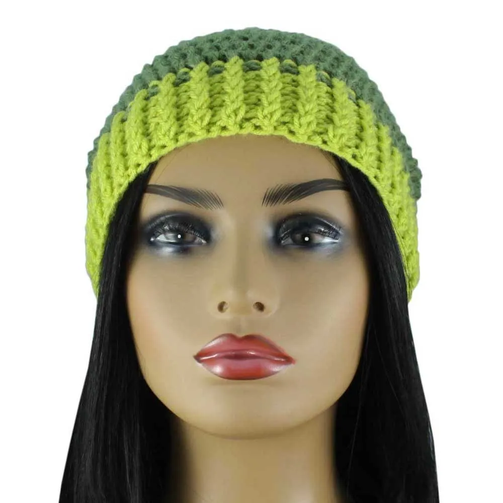 Green Crochet Beanie Hat Medium/Large - JMCH45ML