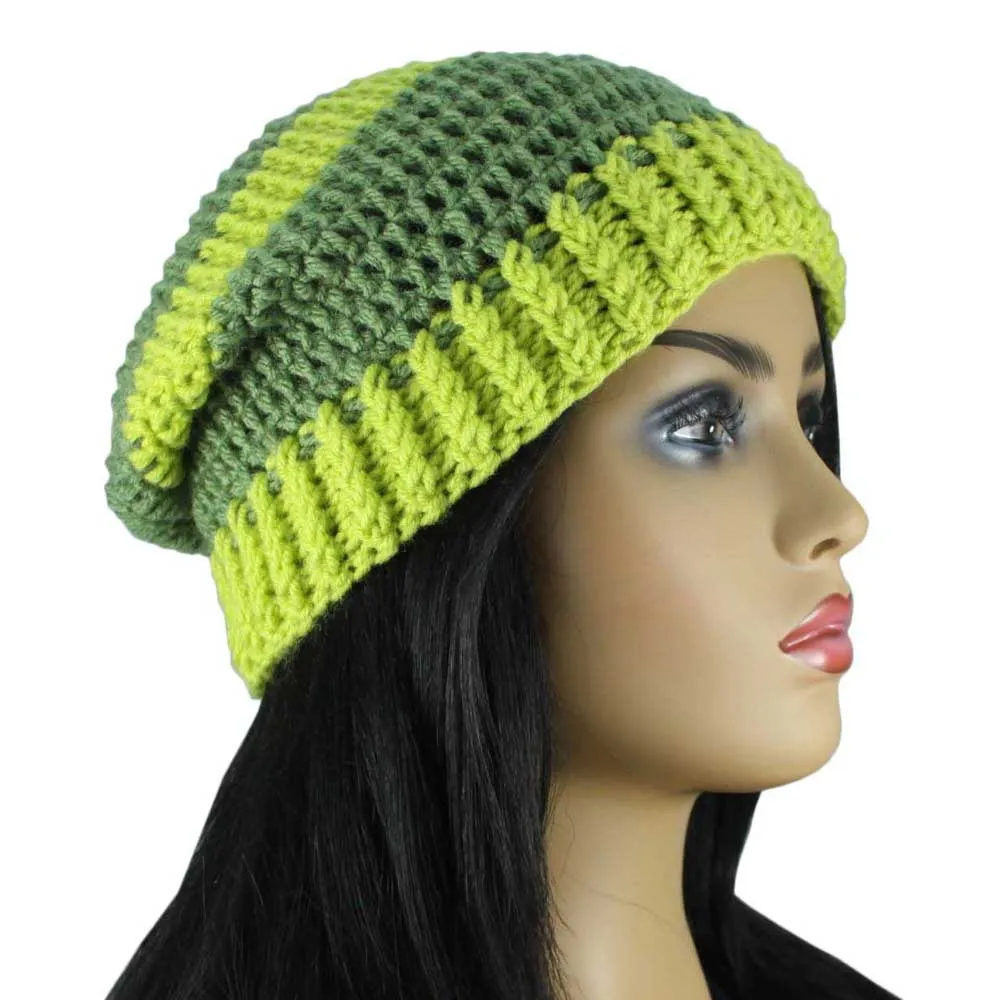 Green Crochet Beanie Hat Medium/Large - JMCH45ML