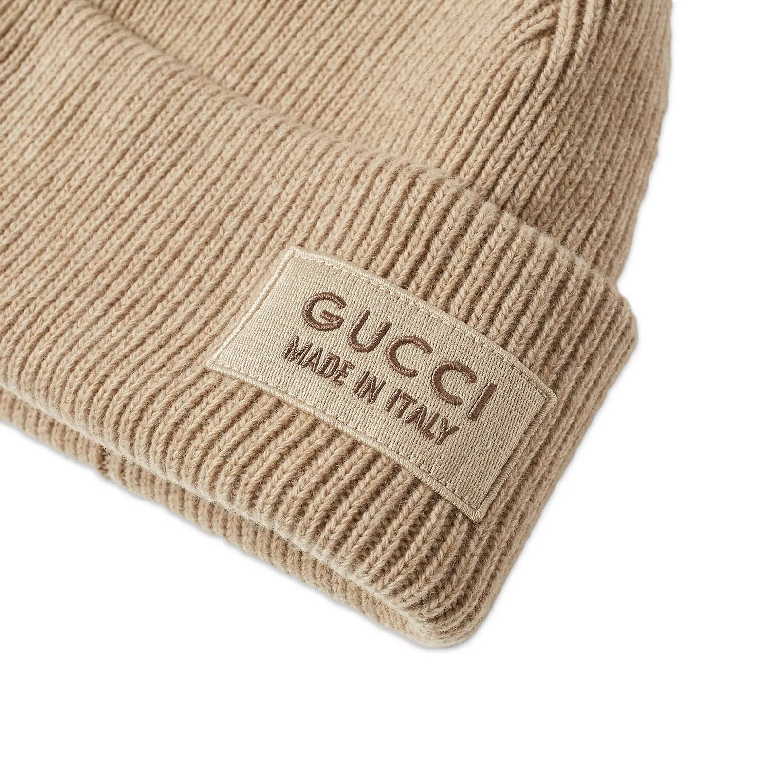 Gucci Patch beanie hat, beige