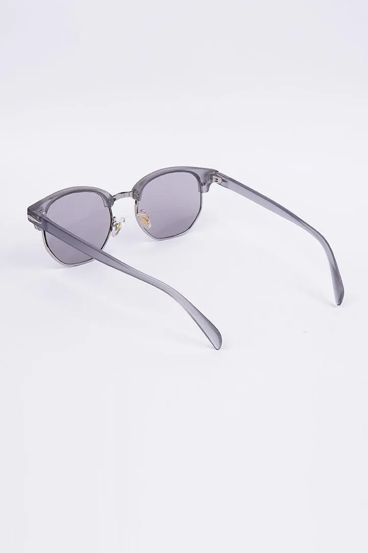 Half Rim Round Sunglasses - Grey