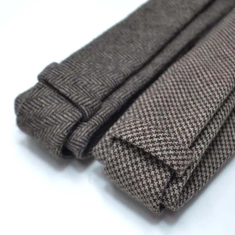 Houndstooth Plaid Wool Tie