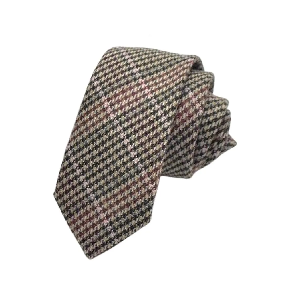 Houndstooth Plaid Wool Tie