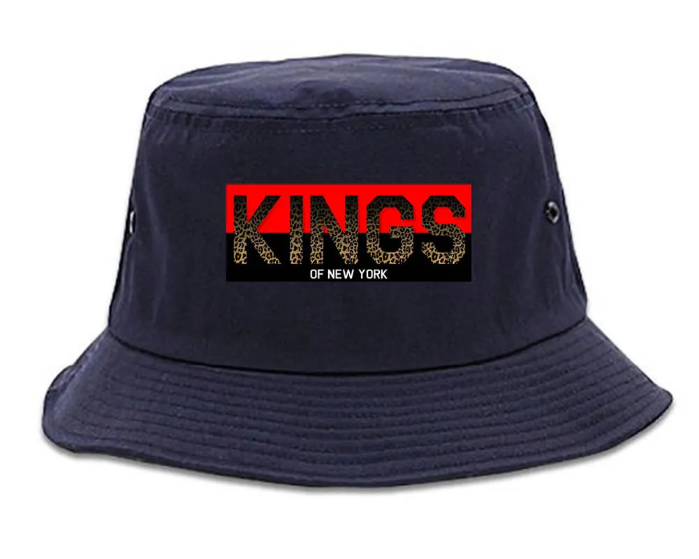 Kings Of NY Cheetah Print Logo Bucket Hat