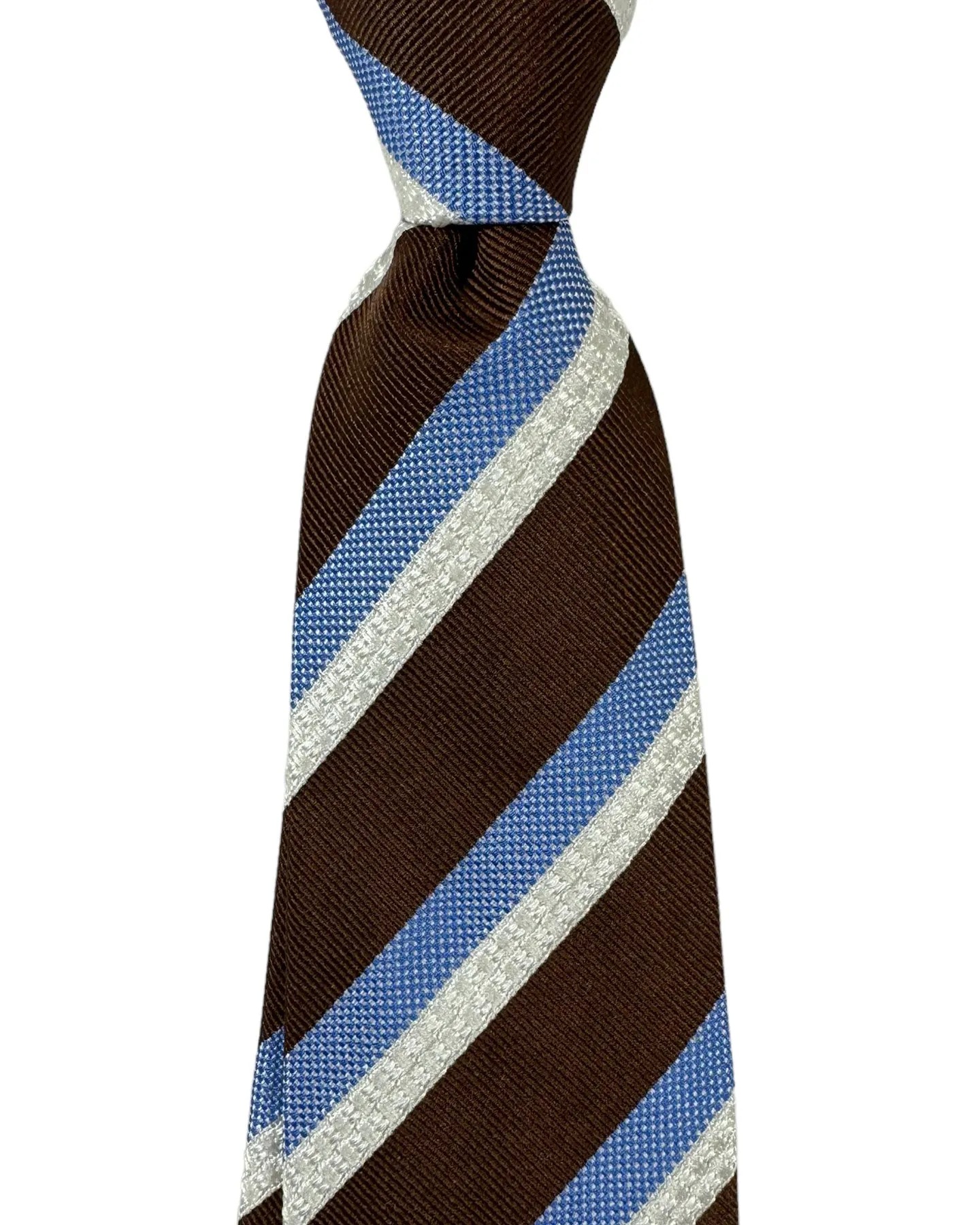 Luigi Borrelli Silk Tie Brown Blue White Stripes SALE