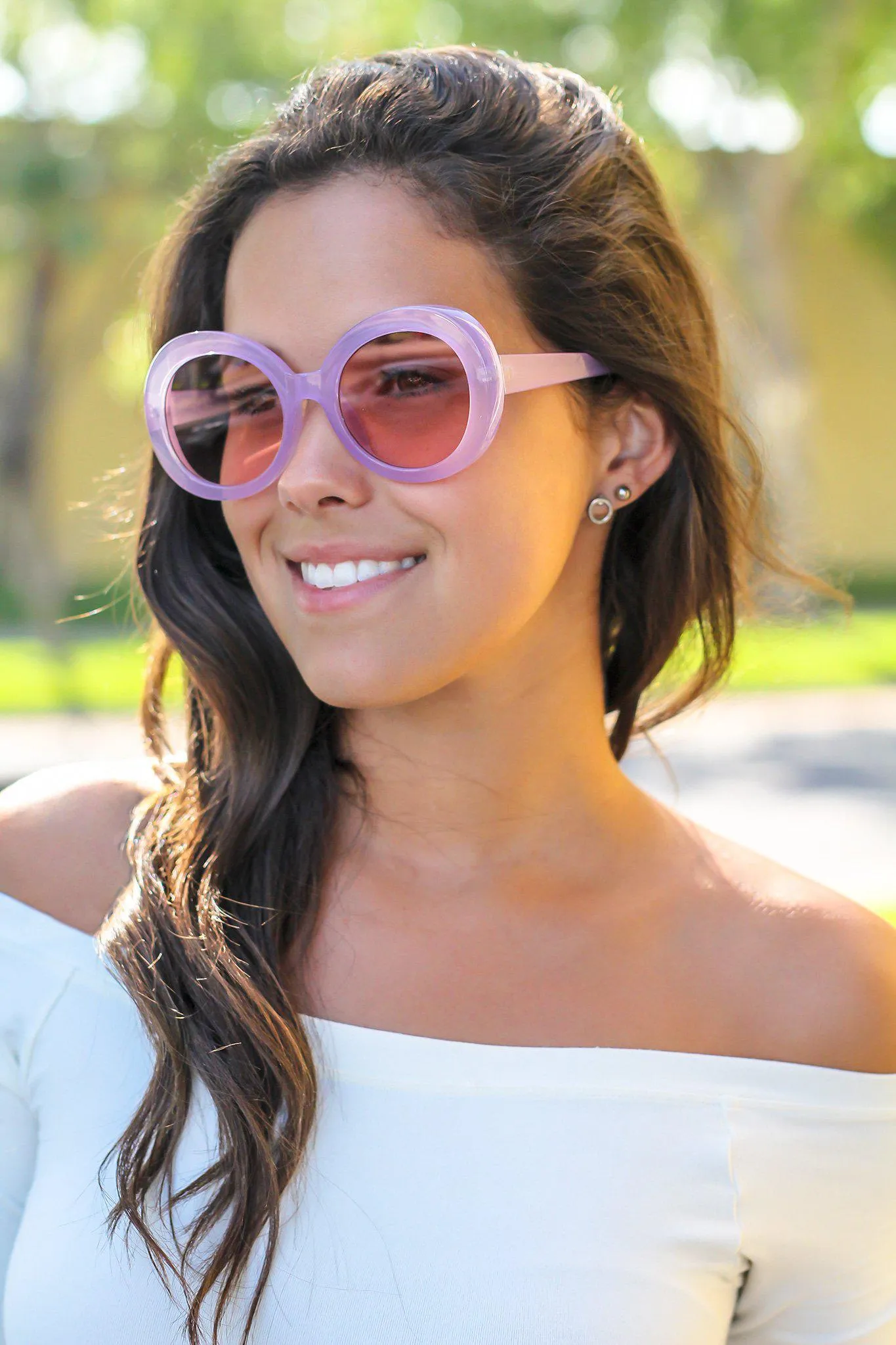 Mauve Round Sunglasses