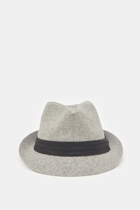 Men Charcoal Fedora Hats With Band