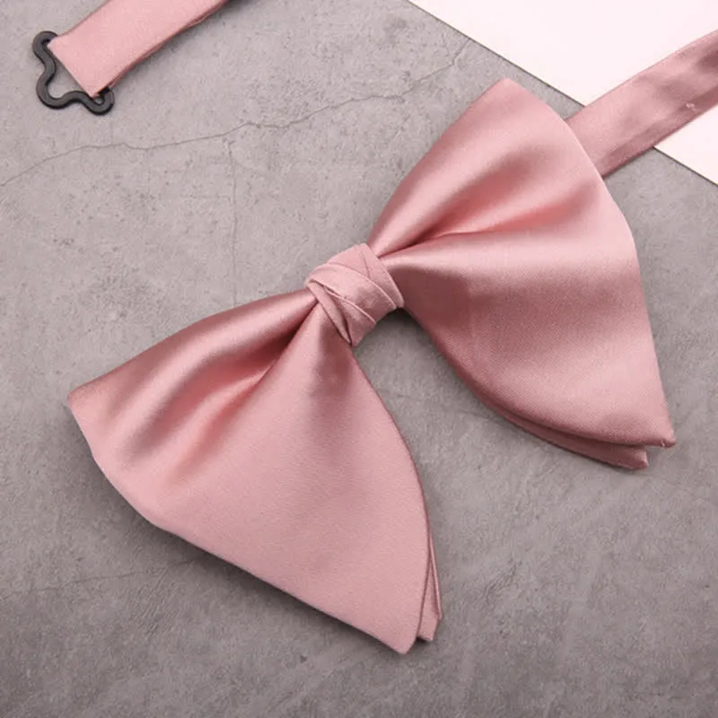 Men's British Style Solid Color Oversized Pointed Bow Tie