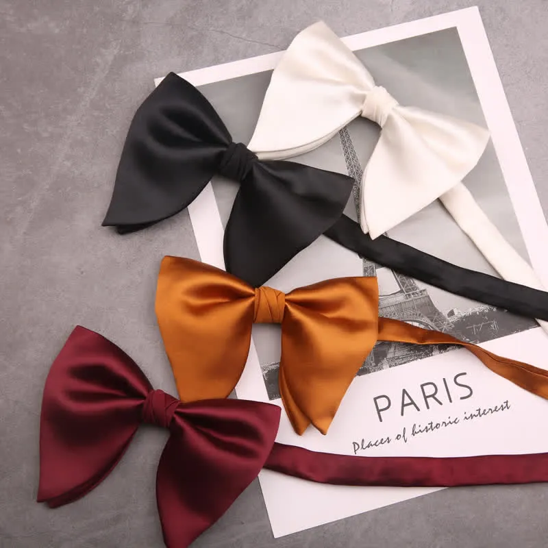 Men's British Style Solid Color Oversized Pointed Bow Tie